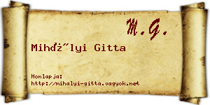 Mihályi Gitta névjegykártya